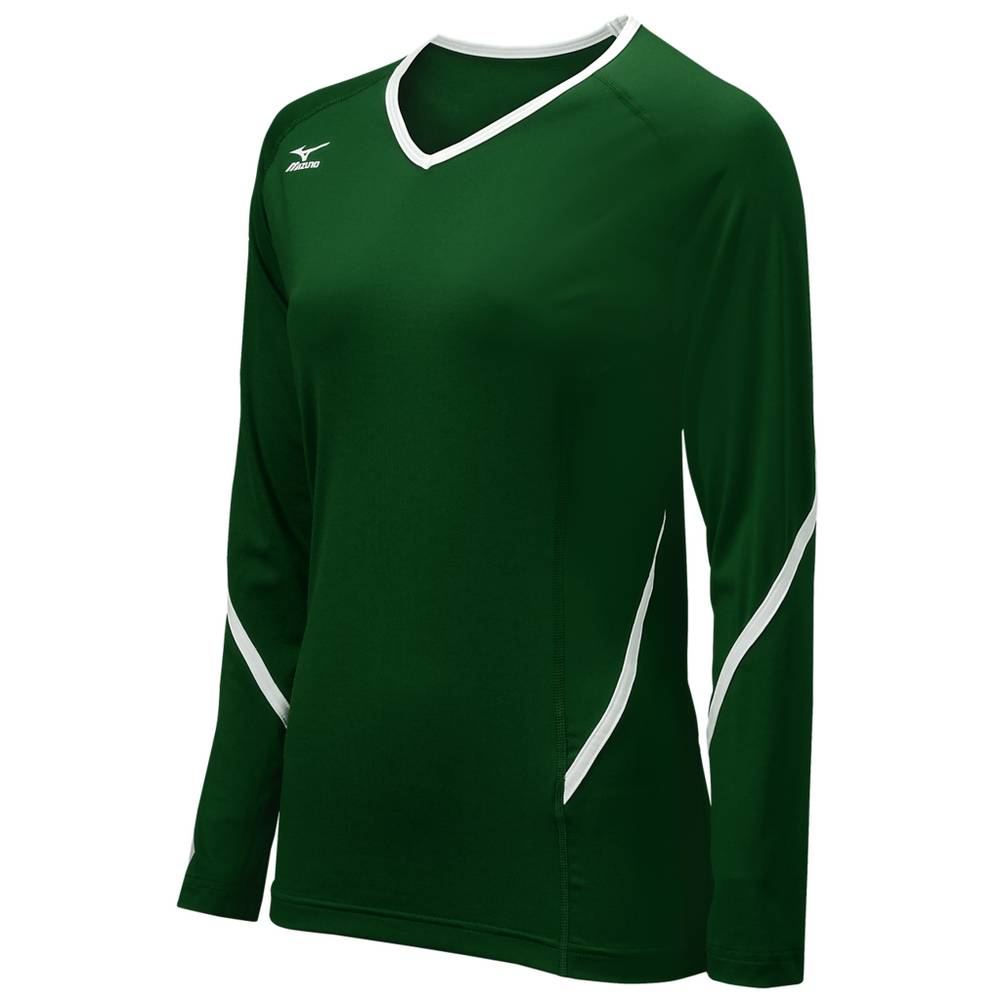 Mizuno Techno Generation Long Sleeve Női Mezek Zöld/Fehér NUT043698